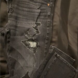 American Eagle Outfitters Charcoal Distressed Skinny Jeans
